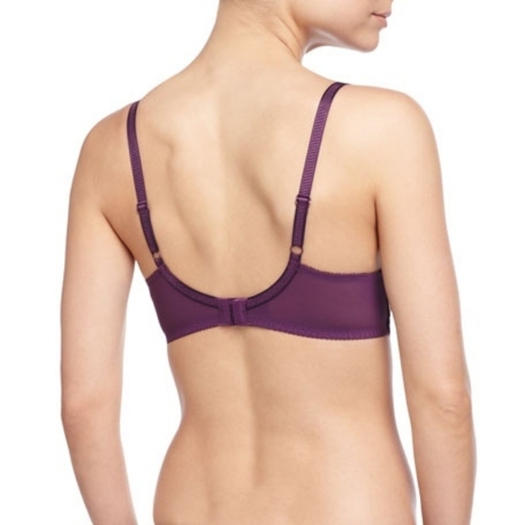 Wacoal La Femme Contour Bra 36B underwire purple gold 853217 lace embroidered - Picture 2 of 10